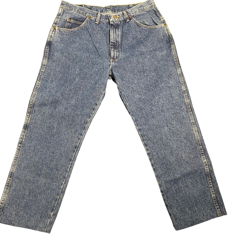 Wrangler Regular Fit Mens Jeans Medium Wash Straight Leg Denim 36x25 Blue 837